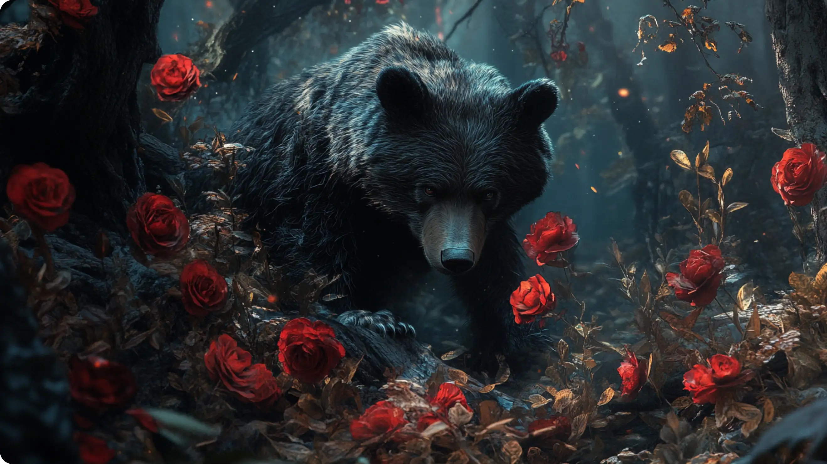 ai generated bear and rose image from AI Ease's online image creator