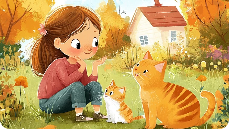 ai generated girl with cats in garden cartoon in AI Ease